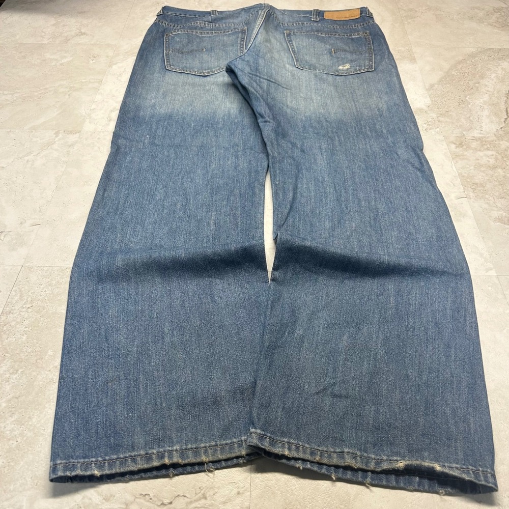 Calvin Klein Jeans Straight Fit Blue Mens 36 Baggy Y2K Distressed Denim
